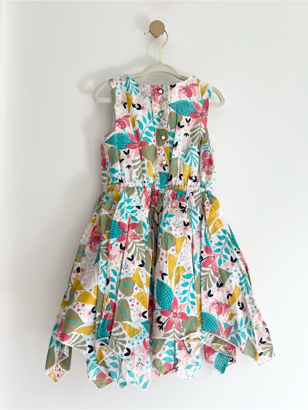 Tommy Bahama Tropical Floral Sleeveless Dress Kids Girl 3T w/Star Button Details - Picture 7 of 10